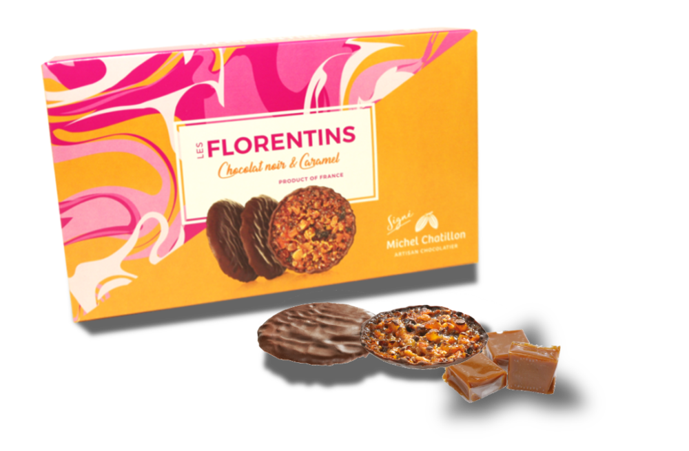 Florentins chocolat noir et caramel au beurre salé 100g