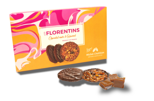 Florentins chocolat noir et caramel au beurre salé 100g